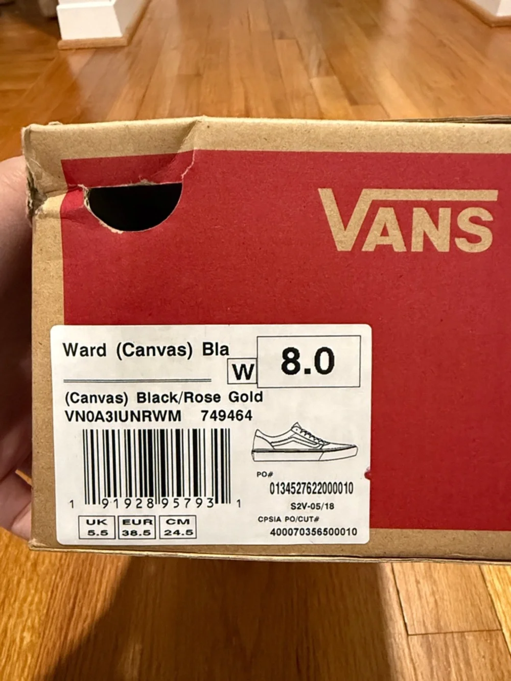 Vans Black Low-Top Sneaker with Metallic Pink Side Stripe - Picture 3 of 3